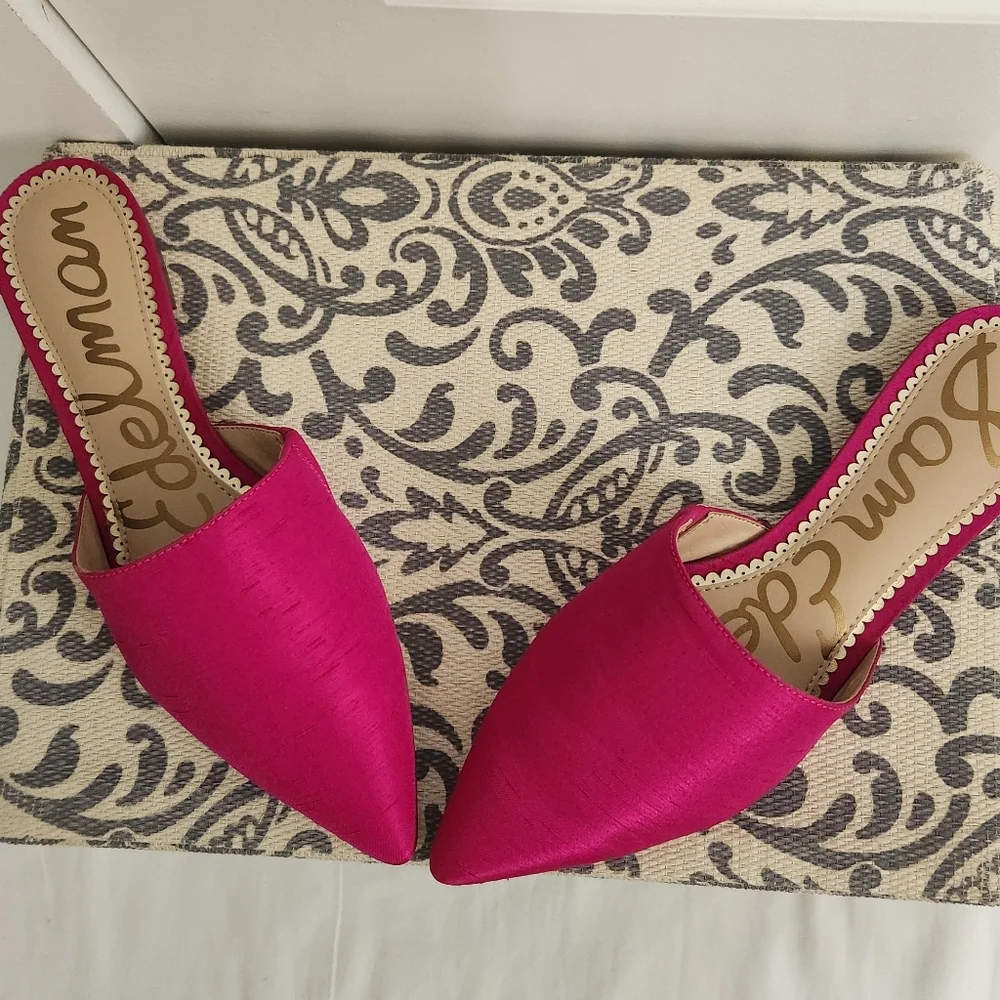 Sam Edelman Hot Pink Pointed Toe Mules - Picture 6 of 8